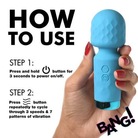 Bang 10X Mini Silicone Wand Blue 4.5 Inch Rechargeable Powerful Vibration Flexible Neck > Sex Toys For Ladies > Wand Massagers and Attachments