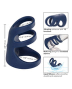 Viceroy Triple Cock Cage Liquid Silicone Ring with 10 Vibration Functions, Blue, 3.5in x 2in > Bondage Gear > Male Chastity