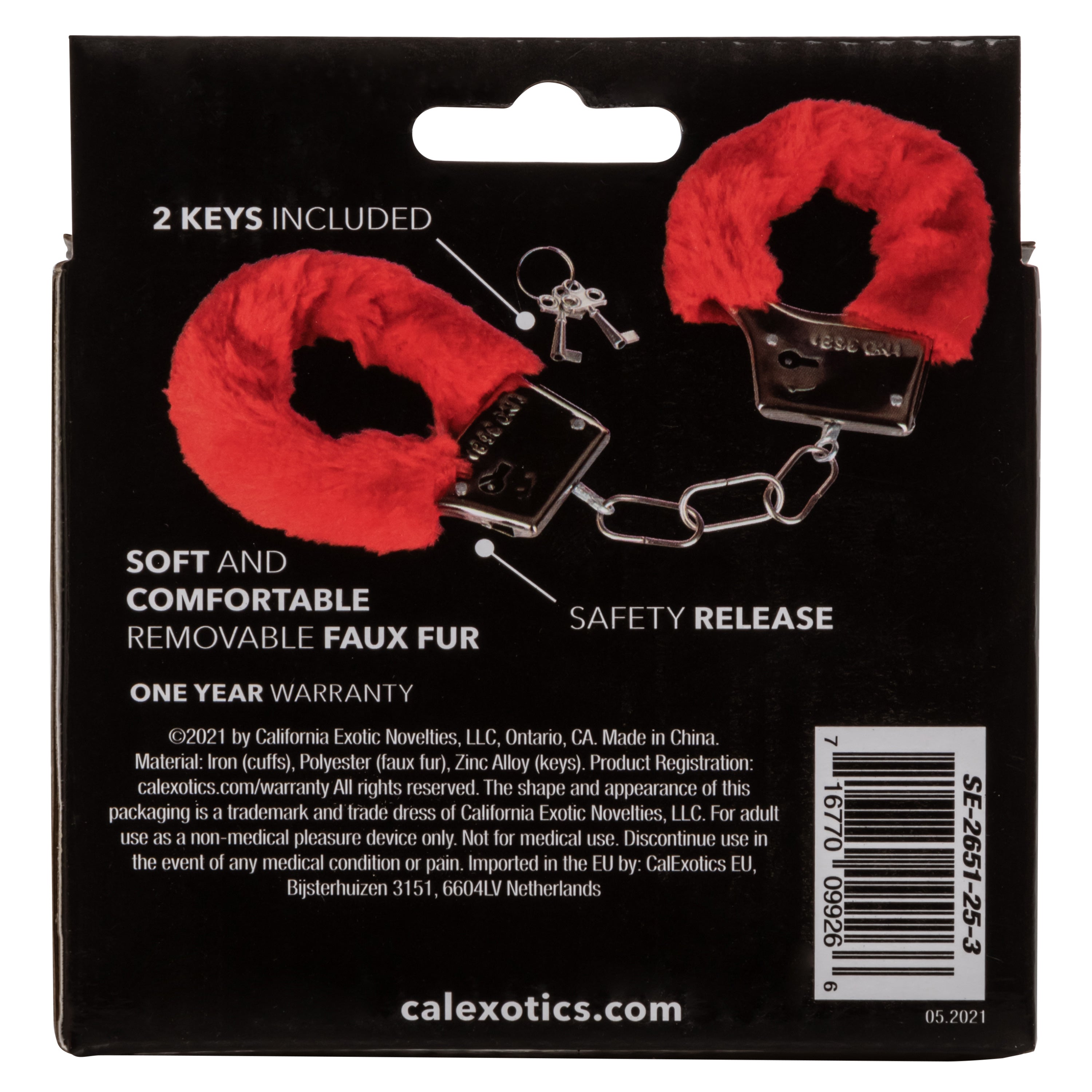 Playful Red Faux Fur Adjustable Metal Handcuffs with Keys > Bondage Gear > Handcuffs
