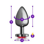 Cheeky Charms Gunmetal Butt Plug with Heart Red Jewel Large > Anal Range > Jewel Butt Plugs