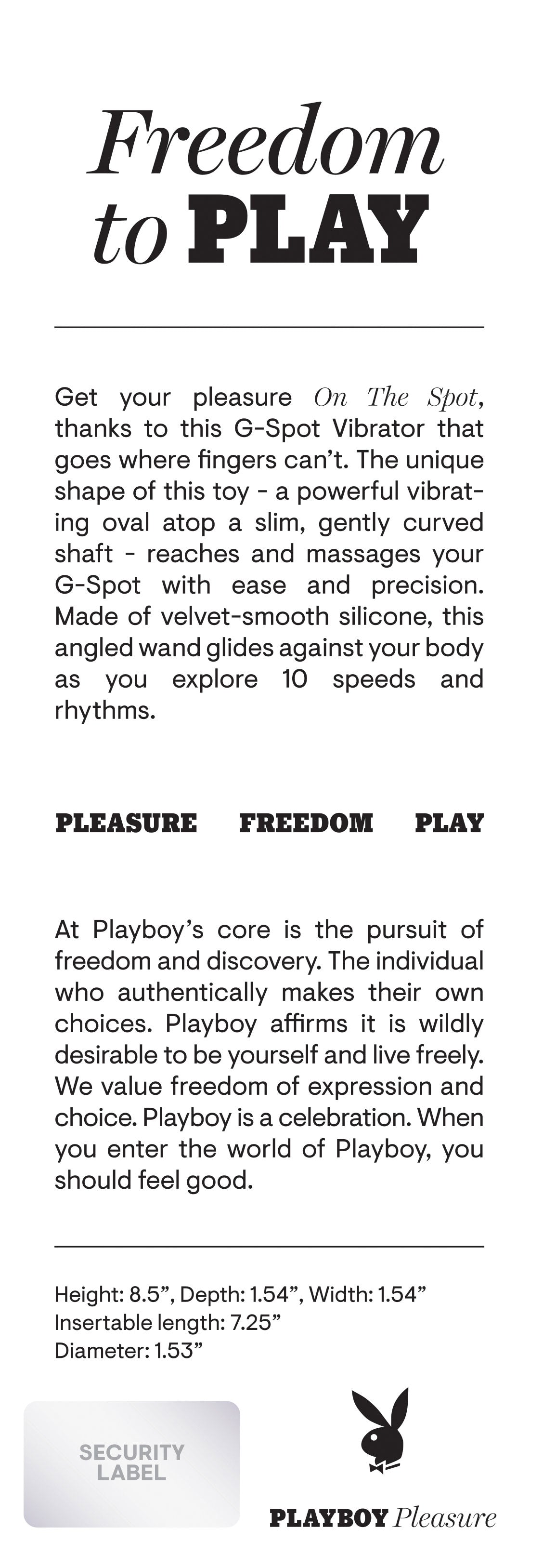 Playboy Pleasure ON THE SPOT G-Spot Vibrator for Women > Sex Toys For Ladies > G-Spot Vibrators