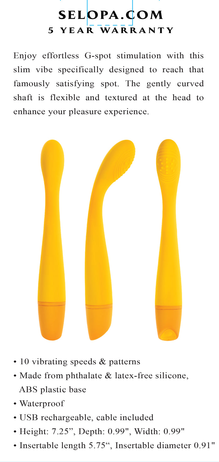Selopa LEMON SQUEEZE Slim Vibe 18.4cm Waterproof Toy > Sex Toys For Ladies > G-Spot Vibrators