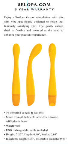 Selopa LEMON SQUEEZE Slim Vibe 18.4cm Waterproof Toy > Sex Toys For Ladies > G-Spot Vibrators