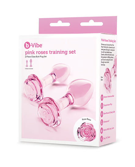 b-Vibe Pink Roses Glass Butt Plug Training Set > Glass > Toys