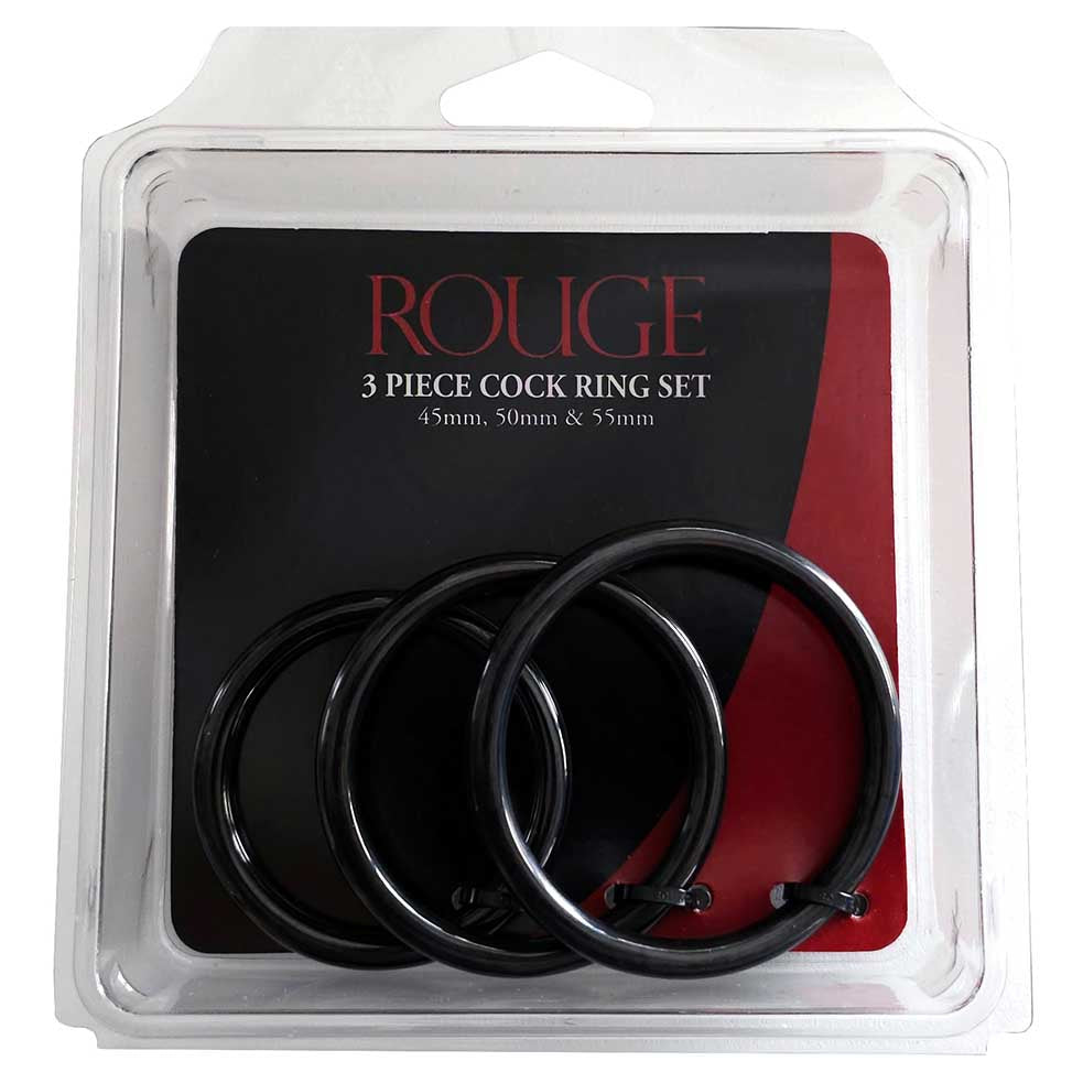 Rouge Stainless Steel 3 Ring Set (Black) – Cock Ring Set 45mm, 50mm, 55mm > Cock Ring > Metal Main image