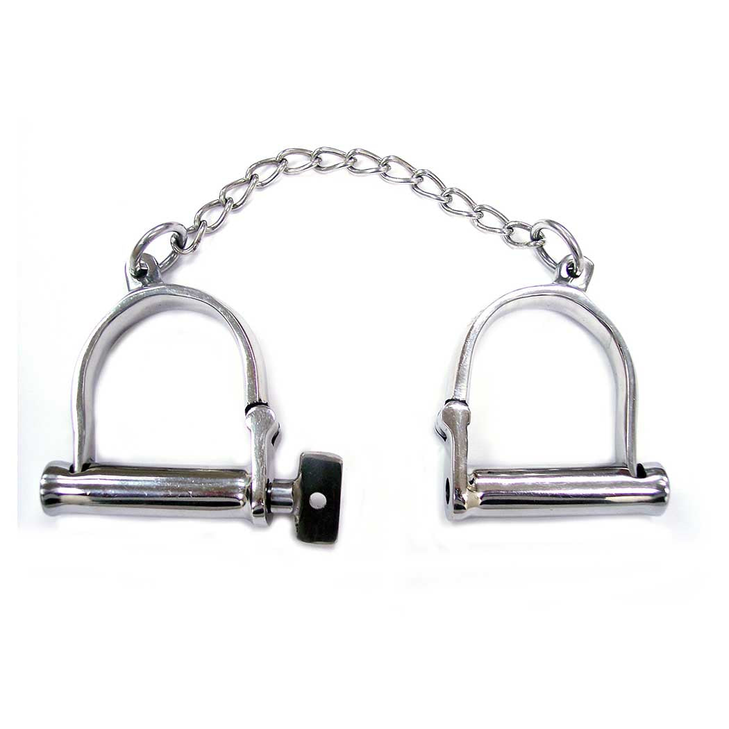 Rouge Stainless Steel Wrist Shackles with Chain and Lock – Bondage Restraints > Bondage Gear > Restraints