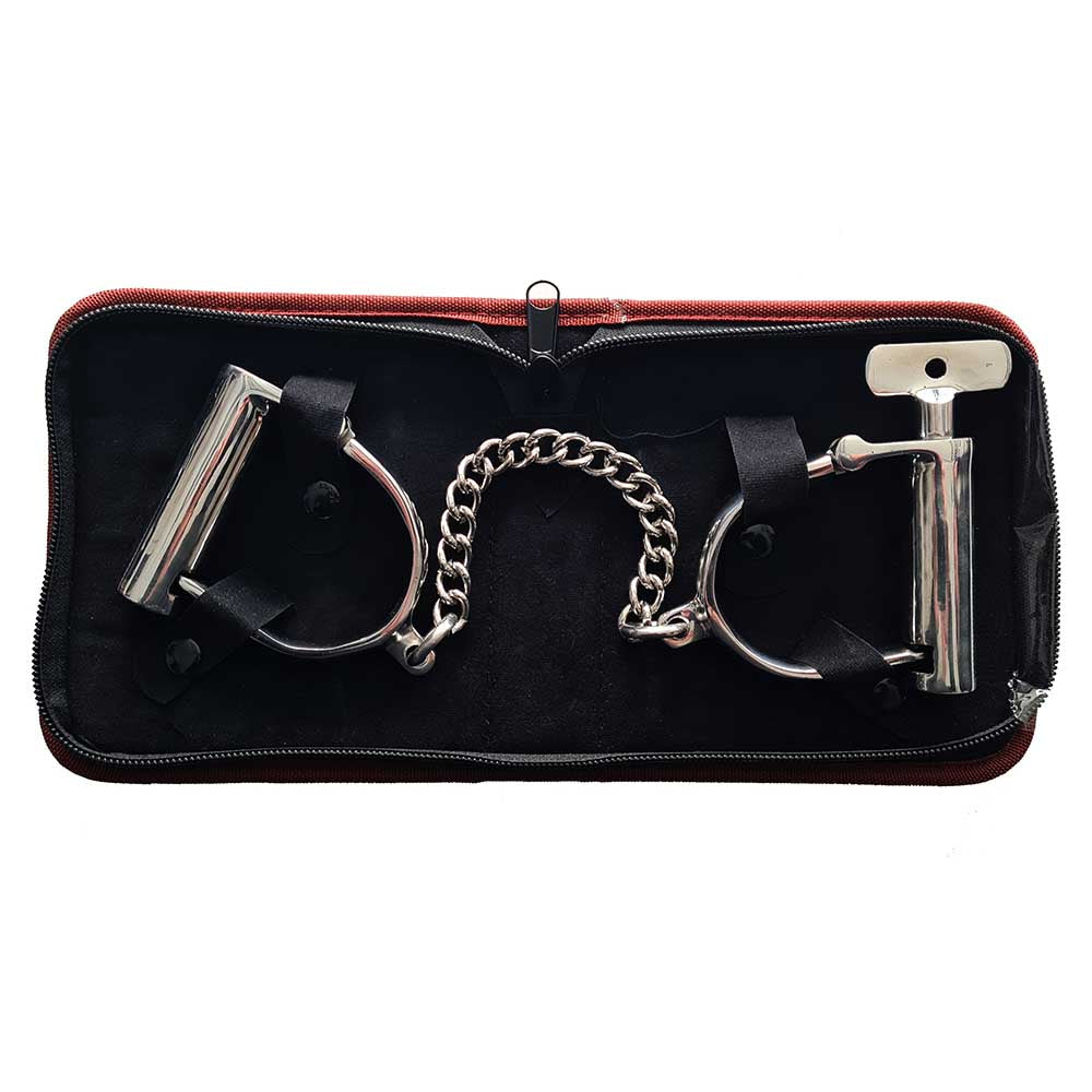 Rouge Stainless Steel Wrist Shackles with Chain and Lock – Bondage Restraints > Bondage Gear > Restraints