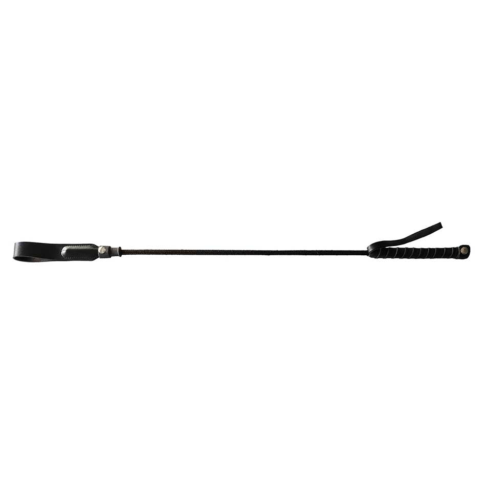 Leather Riding Crop Slim Tip 24 Black