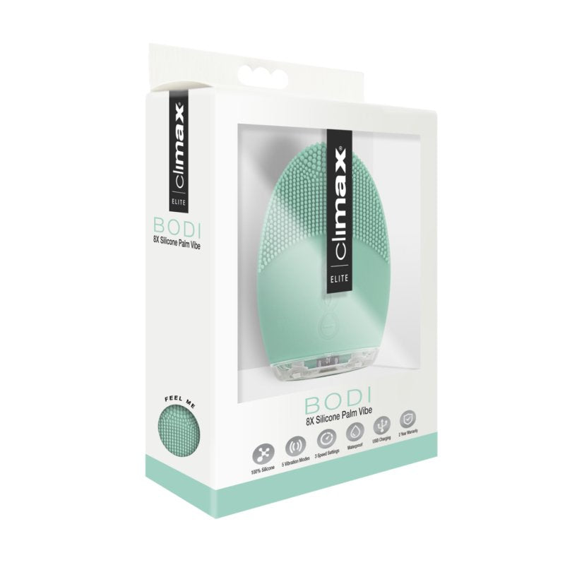Climax Elite Bodi 15X Silicone Palm Vibe Seafoam 8cm Compact Waterproof Rechargeable