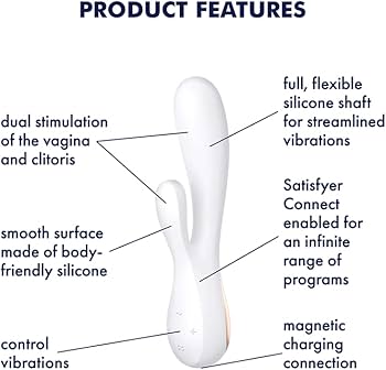 Satisfyer Mono Flex White Waterproof Silicone Vibrator with Dual Motors and Bluetooth App Compatibility > Sex Toys > Couples Toys