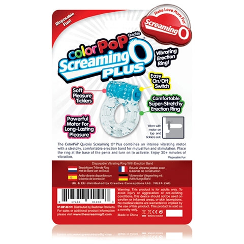 Screaming O Colour Pop Quickie Plus – Vibrating Erection Ring > Cock Ring > Vibrating