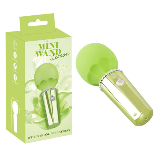 Mini Wand Lemon Rechargeable Massage Wand 12.7 cm in Fresh Sorbet Green with 10 Powerful Vibration Modes and Glitter Stone Button Default Title Electric Massager