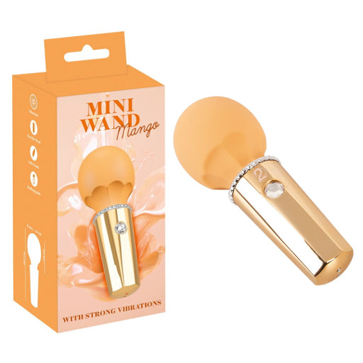 Mini Wand Mango Rechargeable Massage Wand 12.7 cm In Fruity Sorbet Color With Glitter Stone Button and 10 Vibration Modes Default Title Electric Massager
