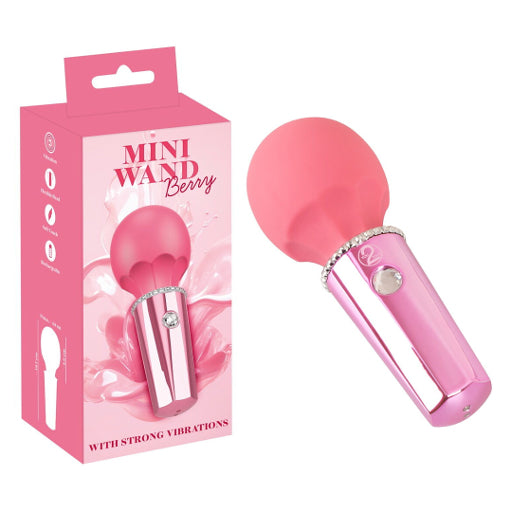 Mini Wand Berry Rechargeable Massage Wand in Pink with 10 Vibration Modes, Flexible Silky Soft Head, 12.7 cm Compact Size Default Title Electric Massager