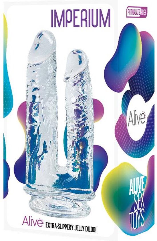 Alive Imperium Jelly Dildo 5" & 4" Transparent Hypoallergenic Waterproof Double Penetration Secondary image