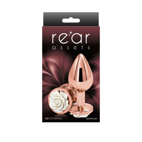 Rear Assets Rose Medium (White) – 8.9 cm Metal Butt Plug Rose Gold > Anal Range > Jewel Butt Plugs