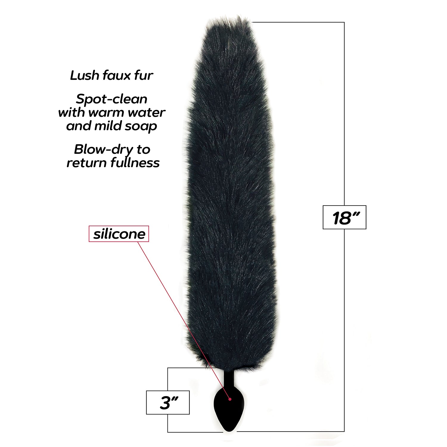 Foxy Fox Tail Silicone Butt Plug – Large Silicone Butt Plug Black > Anal Range > Tail Butt Plugs