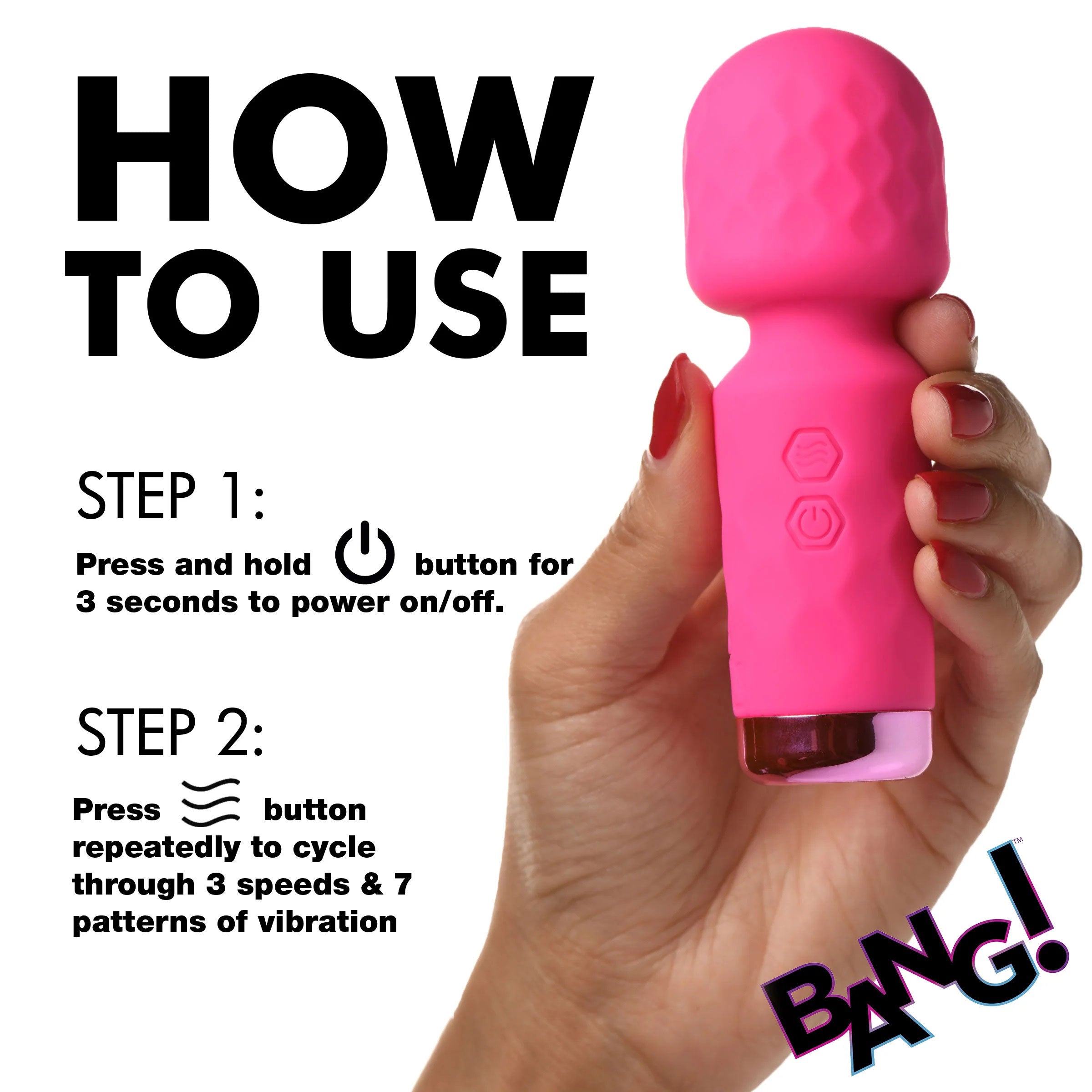 Bang 10X Mini Silicone Wand Pink 4.5 Inch Rechargeable Flexible Neck > Sex Toys For Ladies > Wand Massagers and Attachments
