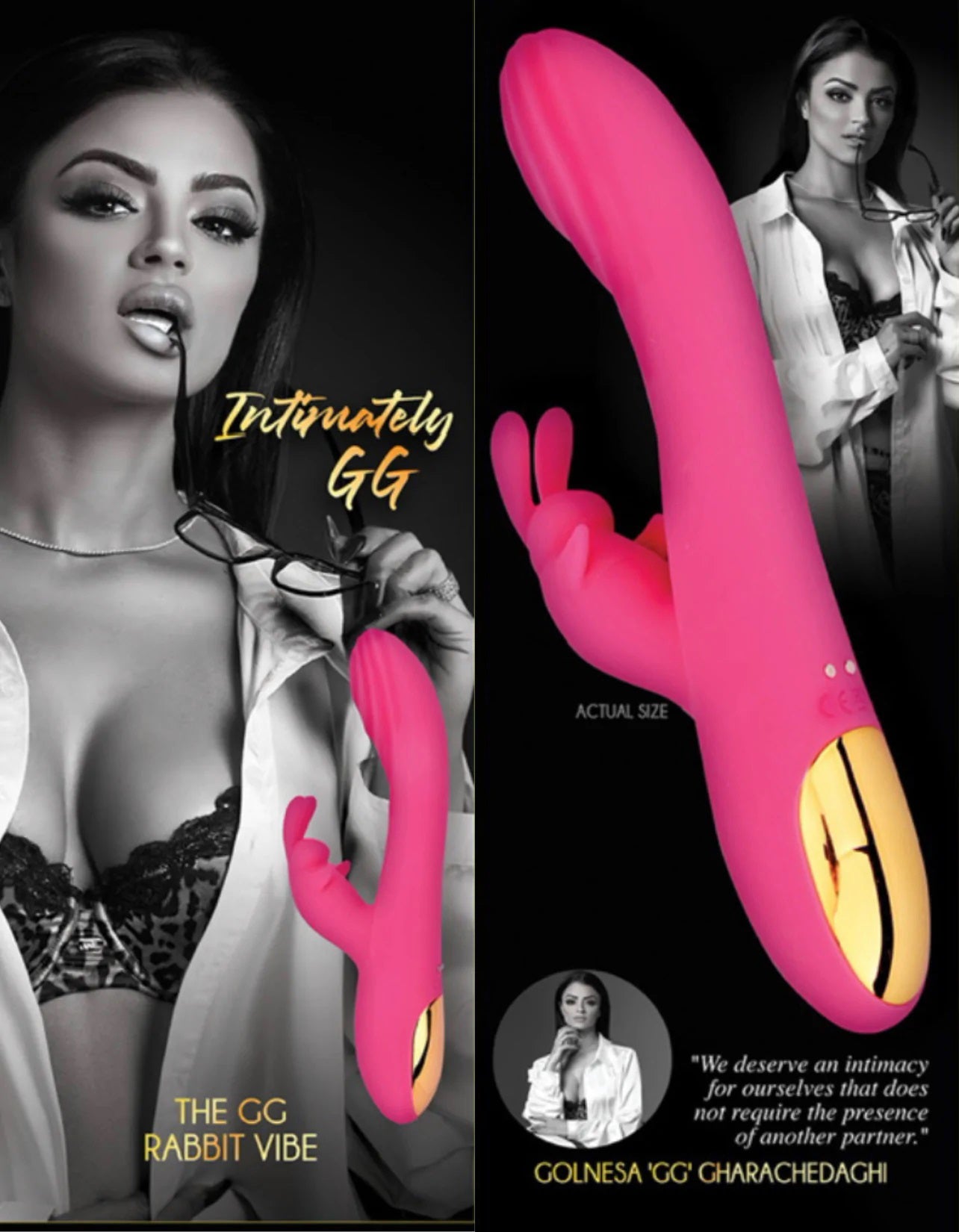 Intimately GG The GG Rabbit Vibe Bright Pink Food-Grade Silicone with Gold Accents Default Title > Vibrators > Ladies > Rabbit