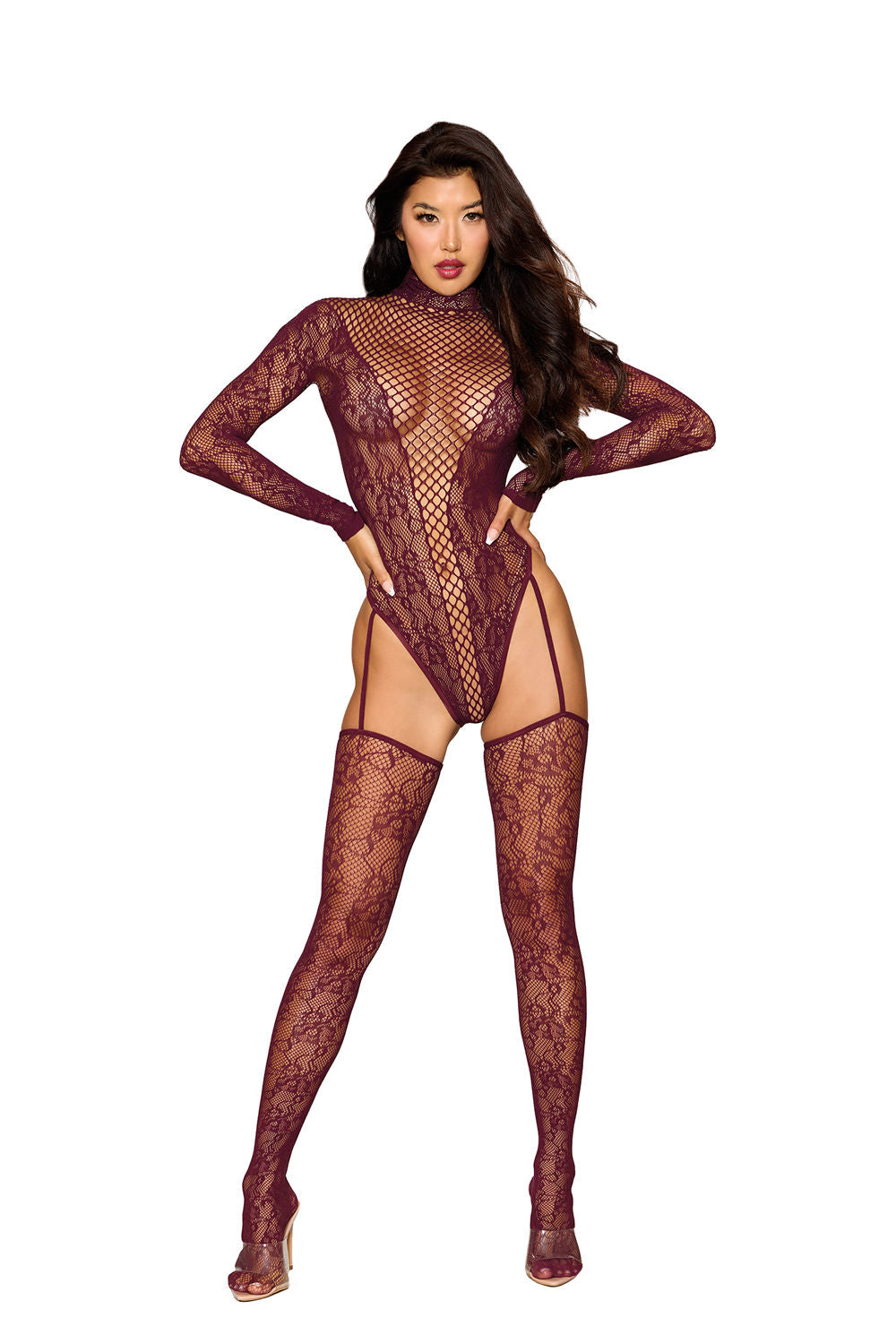 Teddy Bodystocking (Cherry Lacquer) – One Size Bodystocking Burgundy One Size > Clothes > Bodies and Playsuits