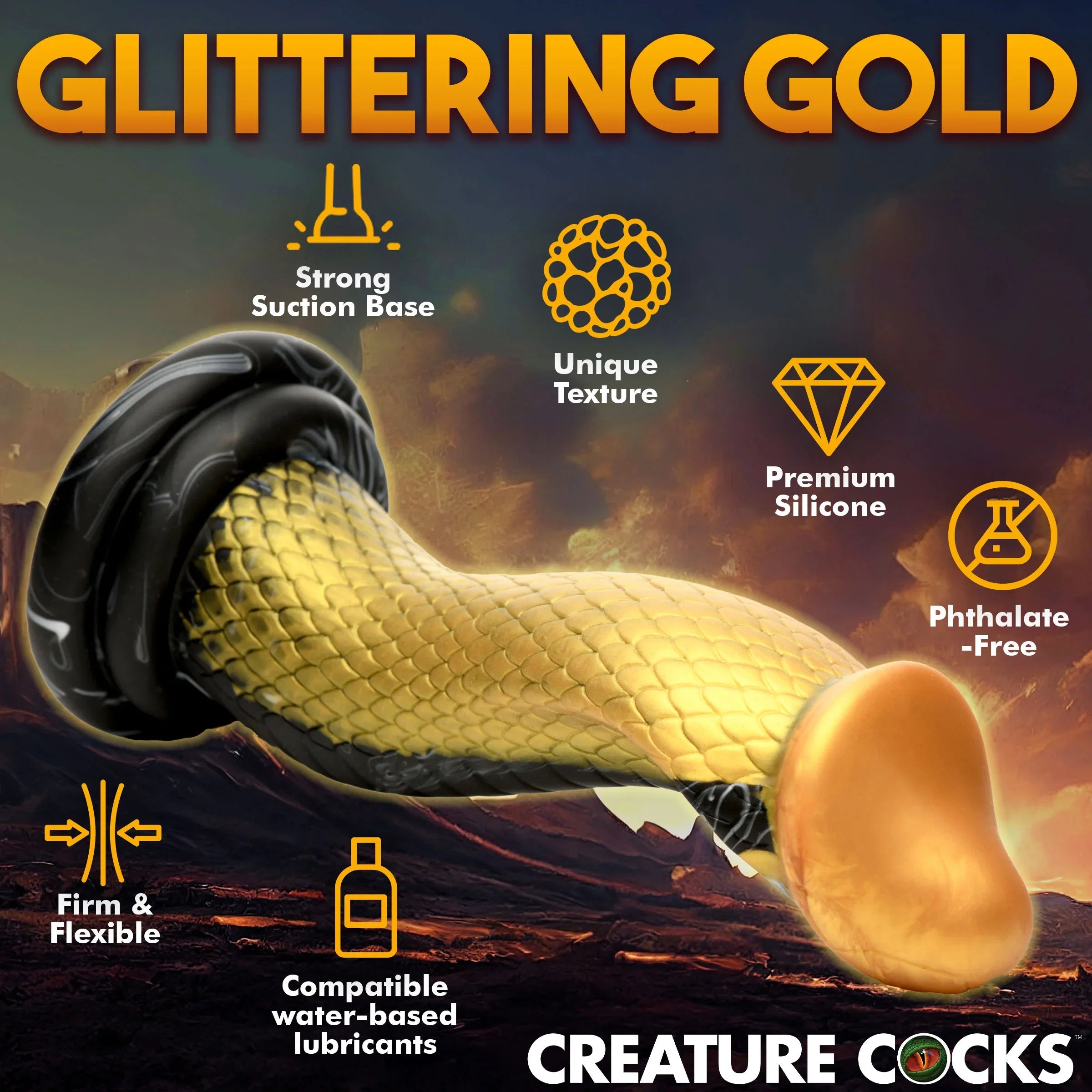 Creature Cocks Golden Mamba – Silicone Dildo > Dildos > Fantasy