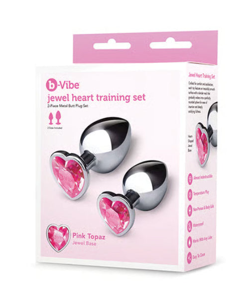 b-Vibe Jewel Heart Metal Butt Plug Training Set (Small 7.1cm & Large 8.1cm insertable) > Anal Range > Jewel Butt Plugs