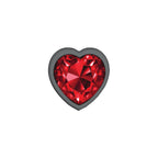 Cheeky Charms Gunmetal Butt Plug with Heart Red Jewel Medium > Anal Range > Jewel Butt Plugs