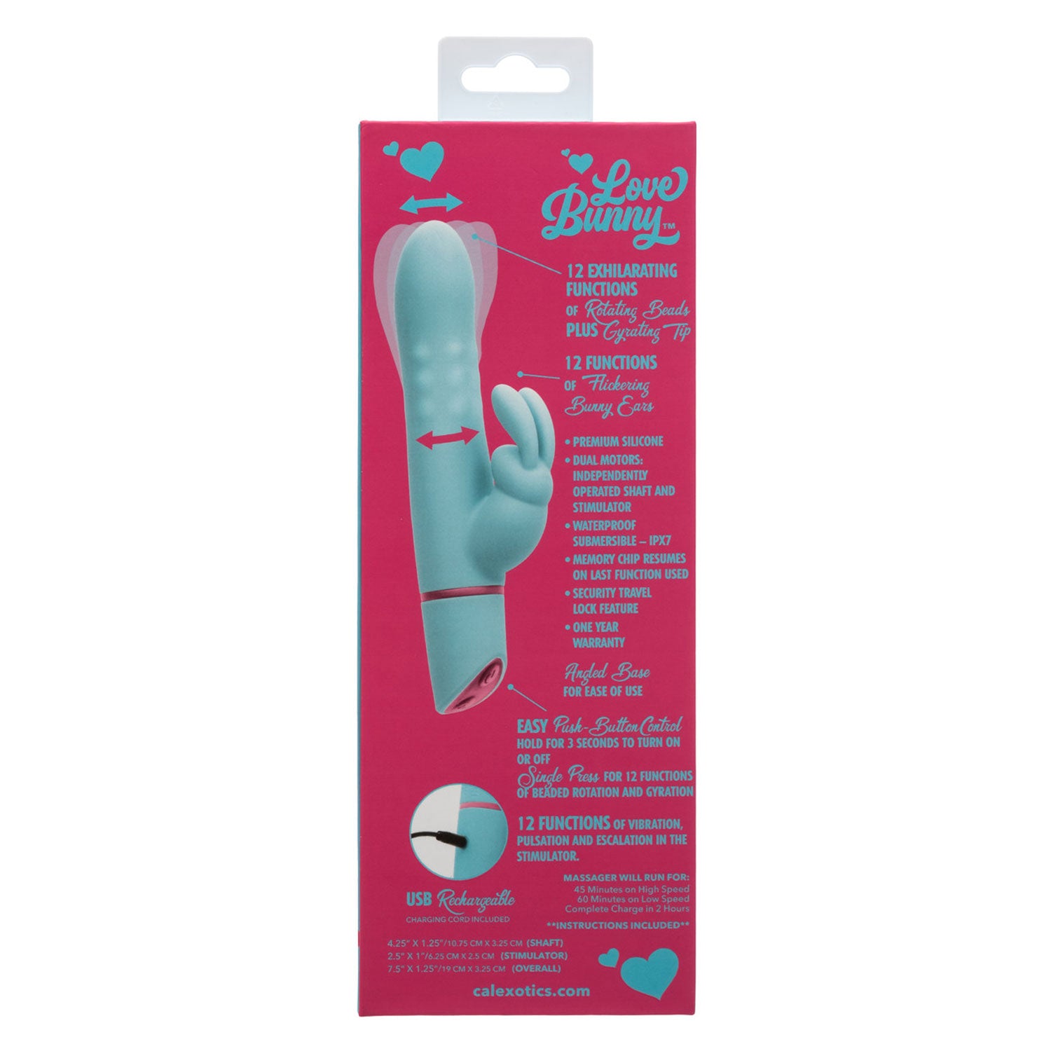 Love Bunny™ Rotating Bunny Silicone Vibrator Waterproof Blue > Vibrators > Ladies > Rabbit