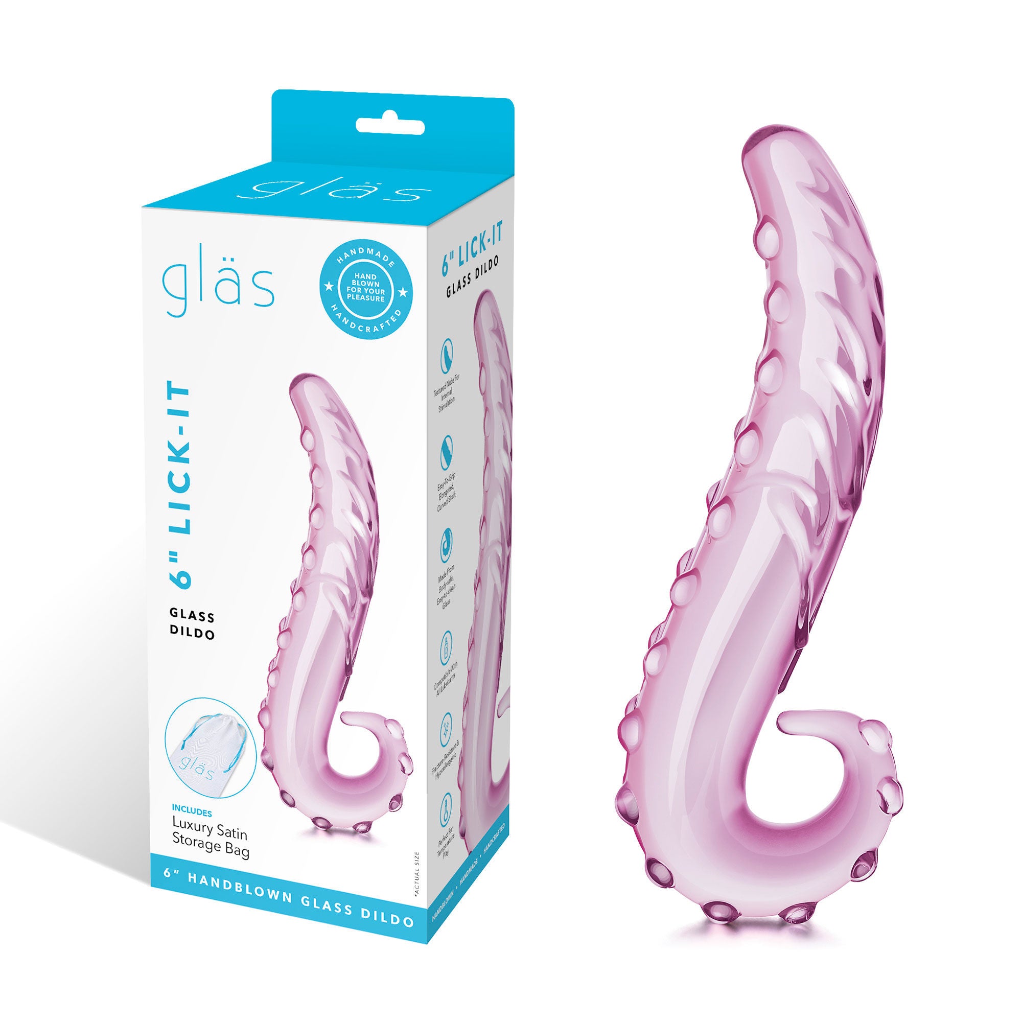 6 Inch Glass Dildo with Textured Tongue for G-Spot Stimulation DONGS Glass