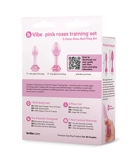 b-Vibe Pink Roses Glass Butt Plug Training Set > Glass > Toys