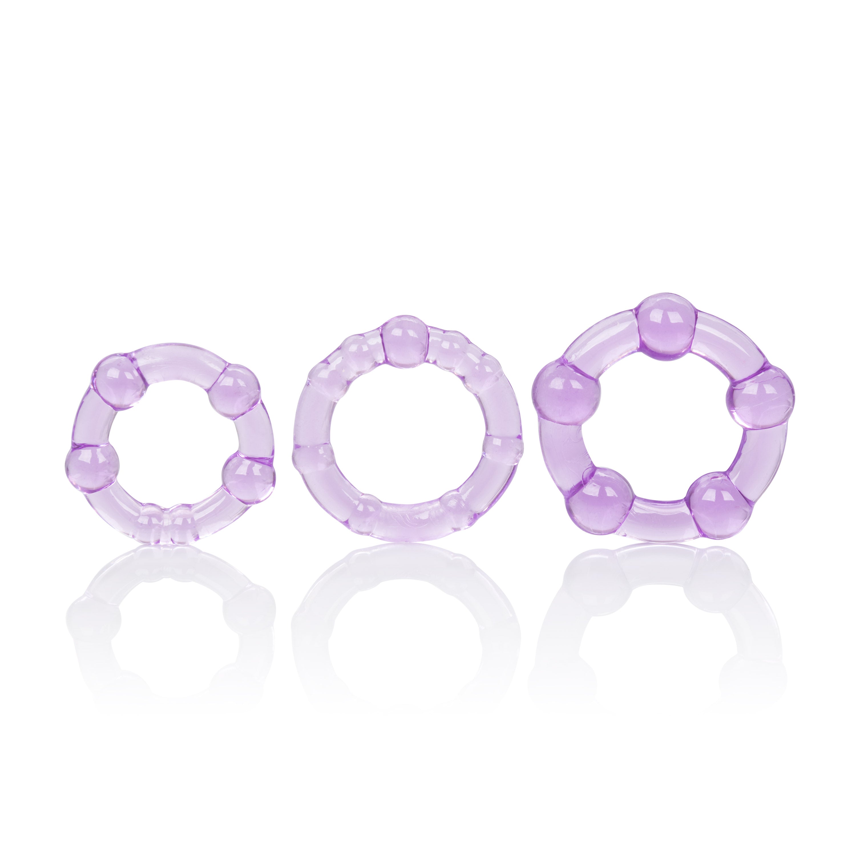 CalExotics Island Rings Purple Stretchy Cock Rings Set with Small Medium and Large Sizes COCK RING Set