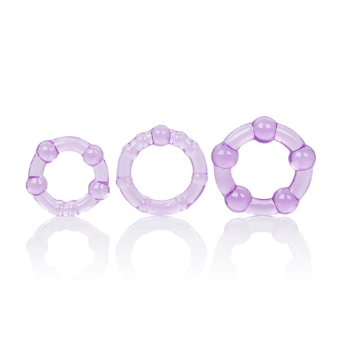 CalExotics Island Rings Purple Stretchy Cock Rings Set with Small Medium and Large Sizes COCK RING Set