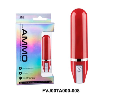 The Ammo 3.5 Inch Glossy Rechargeable Vibrator with 10 Rhythms in Red Default Title BULLETS
