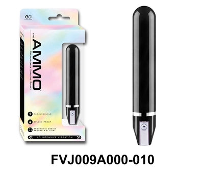 The Ammo 5 Inch Glossy Finish Rechargeable Vibrator Black Default Title BULLETS