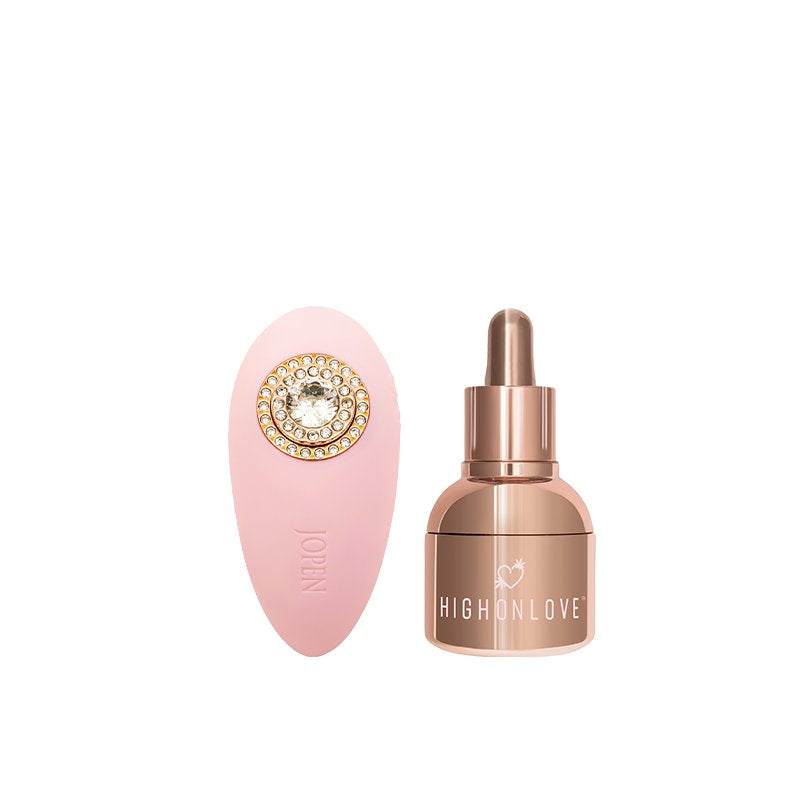 HighOnLove Pave Grace Pink Objects Of Desire Gift Set with 30ml Stimulating Sensual Oil and JOPEN Palm Massager