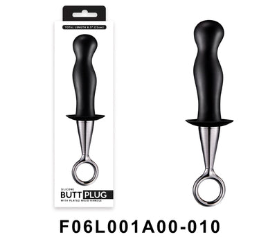 Silicone Butt Plug 5 Inch Black with Ergonomic Design and Rigid Handle Default Title Butt Plugs