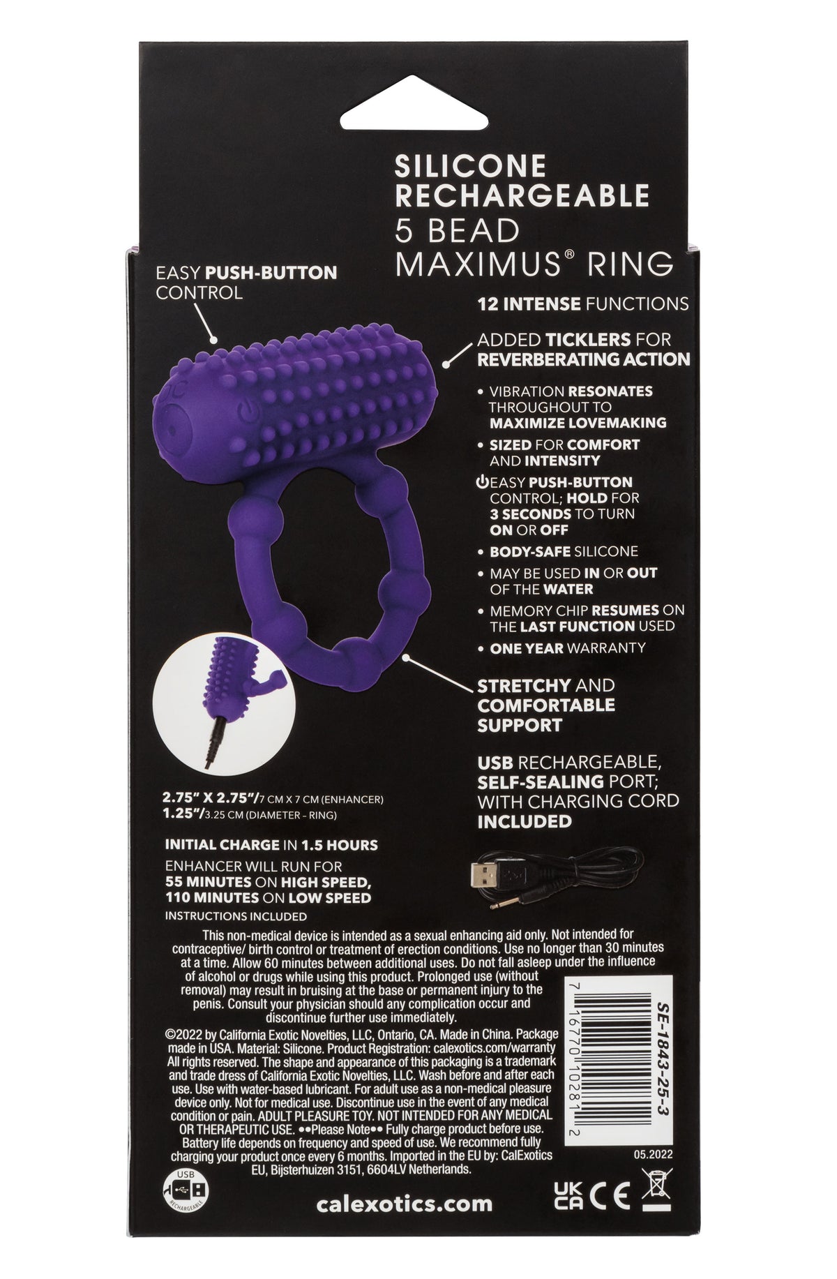 Maximus 5 Bead Rechargeable Cock Ring – Waterproof Vibrating Cock Ring > Cock Ring > Vibrating