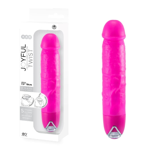 Joyful Twist Silicone Vibrator 7.5 Inch Pink With 2-Way Control Secondary image