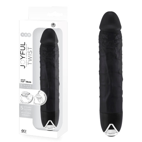 Joyful Twist 7.5 Inch Silicone Vibrator Black Vibrators