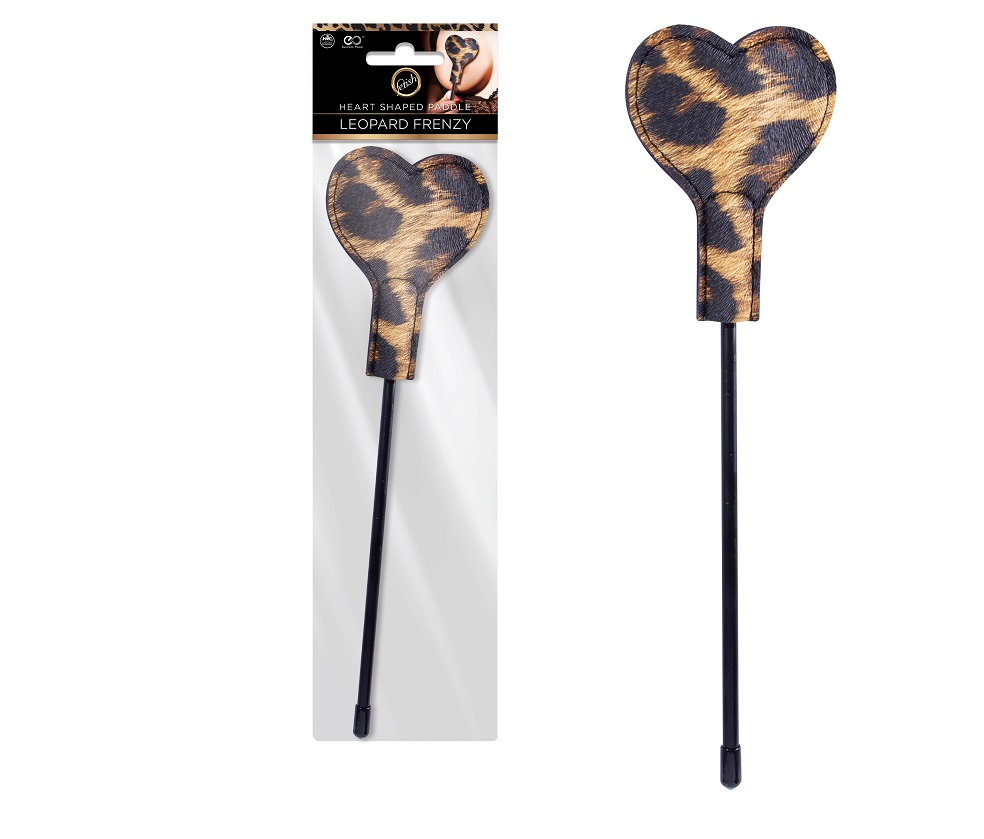 Leopard Frenzy Heart Shaped Paddle 10 Inch Faux Leather Crop Flogger Default Title Whips & Paddles