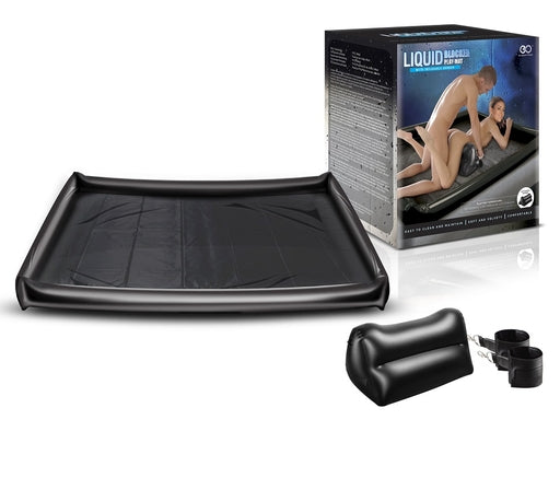Liquid Blocker Play Mat King Size Black PVC 78 x 63 inches with Inflatable Borders and Repair Kit Default Title > Bondage Gear > PVC Orgy Bedding