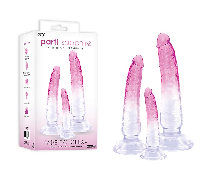 Parti Sapphire 3-in-1 Teasing Kit – Flexible Hygienic PVC-Free Dong Set Default Title > Dildos > Realistic Dildos Main image