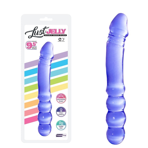 Lust Jelly PVC 9.5 Inch Double Dong Purple Ergonomic Flexible Shaft Phthalate Free Default Title Double Dongs