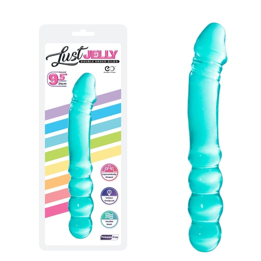 Lust Jelly PVC 9.5 Inch Double Dong Blue Phthalate Free Flexible Shaft Default Title Double Dongs