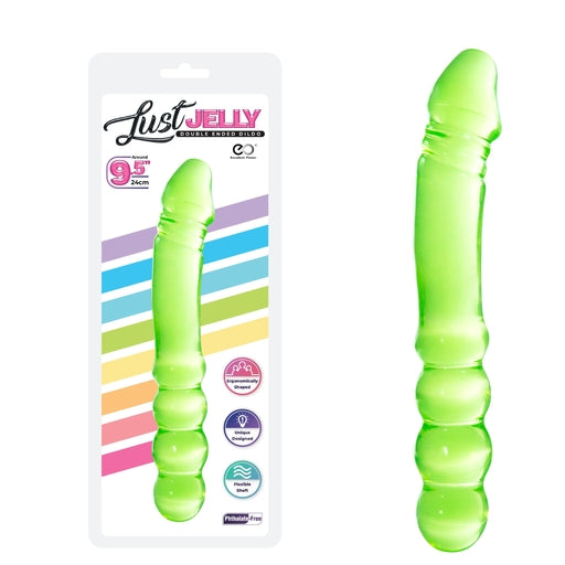 Lust Jelly PVC 9.5 Inch Double Dong Green   Flexible Shaft Secondary image