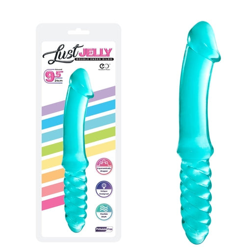 Lust Jelly Double Dong 9.5 Inch Blue Phthalate-Free Flexible Shaft Default Title Double Dongs