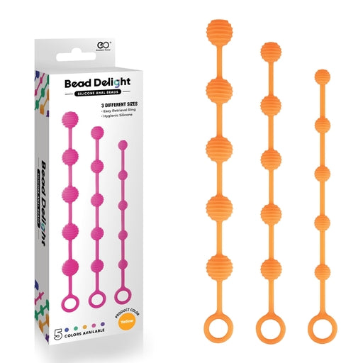 Bead Delight Silicone Anal Bead Kit Orange 3 Sizes 9.5 Inch 10 Inch 11 Inch Default Title > Anal Range > Anal Beads