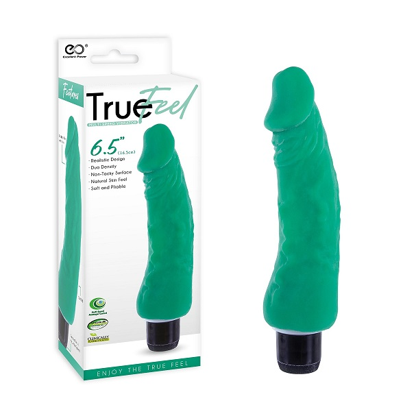 True Feel Green 6.5 Inch Realistic Vibrator with Duo Density and Natural Skin Feel Default Title DONGS Vibrating