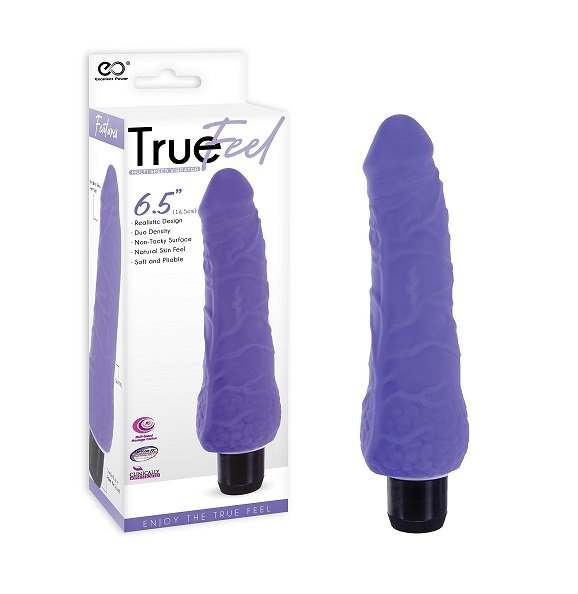 True Feel 6.5 Inch Realistic Purple TPR Vibrator with Duo Density and Multiple Speeds Default Title DONGS Vibrating
