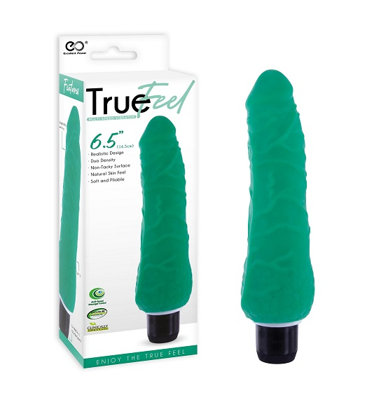 True Feel 6.5 Inch Realistic Green TPR Vibrator Default Title DONGS Vibrating